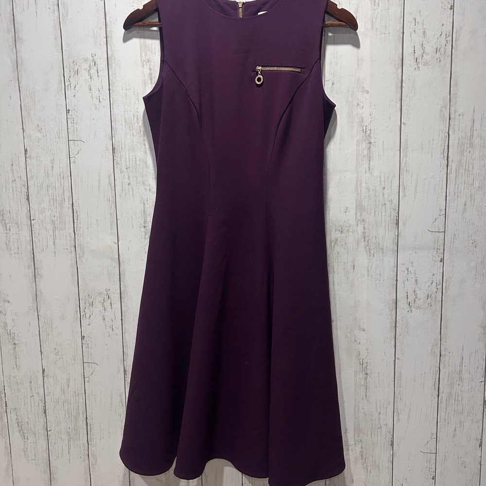 Calvin Klein Purple Sleeveless Knee Length Lined A-Line Dress. Size 2
